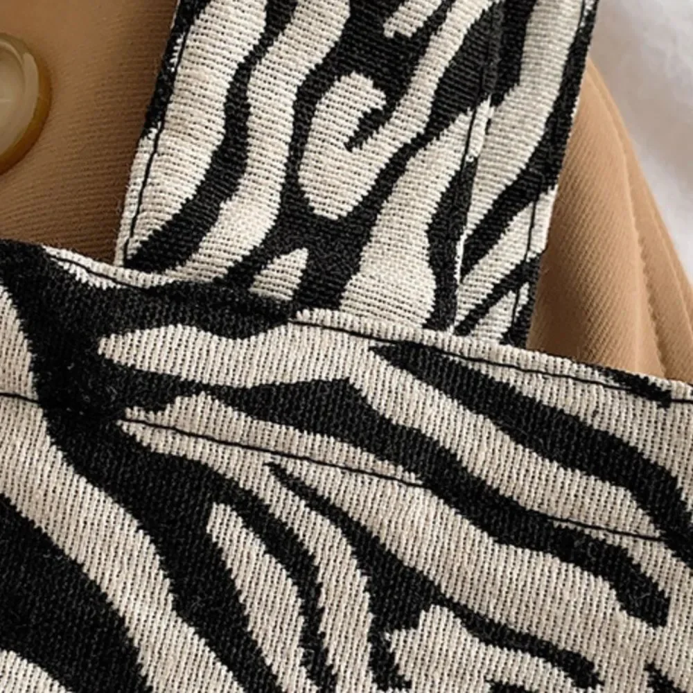 Large Zebra Tote Bag Black White Commuter Travel Minimalist Chic Fabric